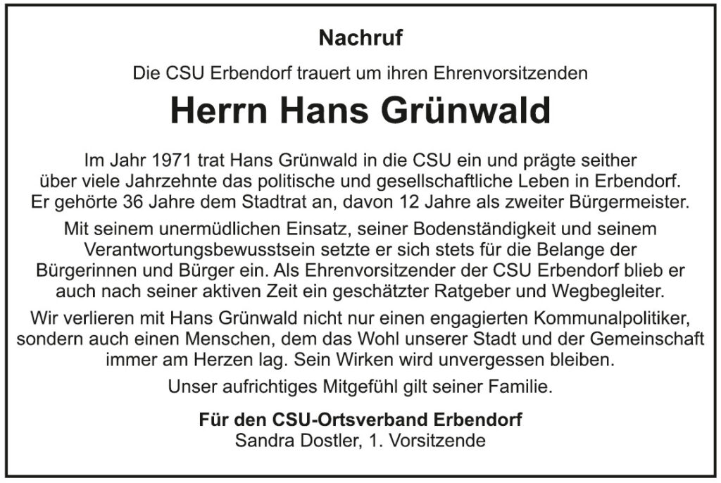 Nachruf Hans Grünwald