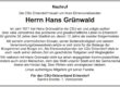 Nachruf Hans Grünwald