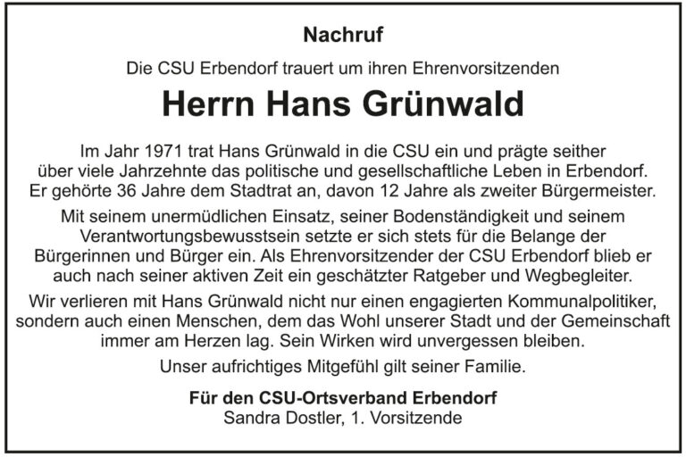 Nachruf Hans Grünwald Nachruf Hans Grünwald